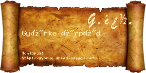 Györke Árpád névjegykártya